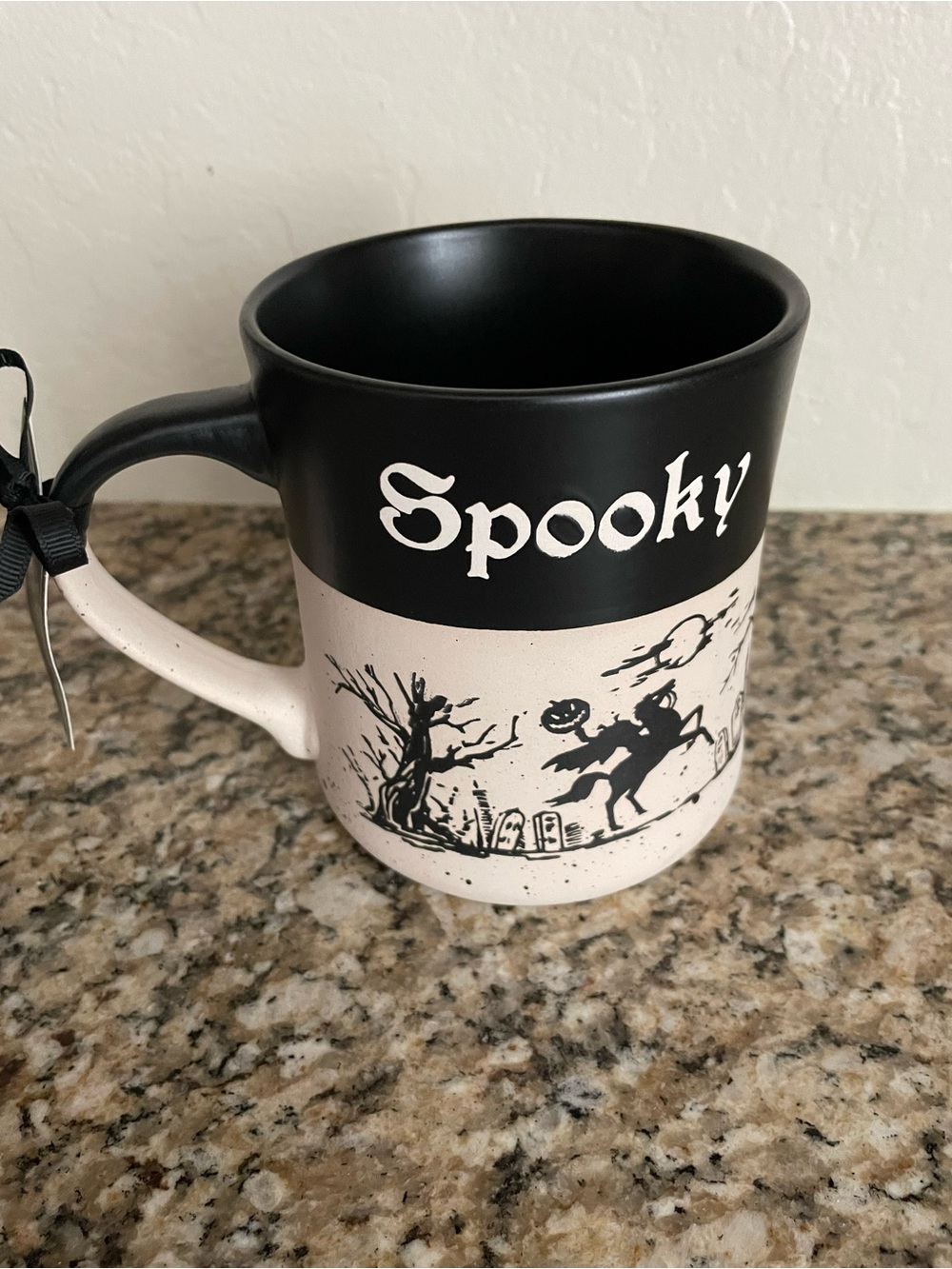 Headless Horseman Black and Cream Halloween Ceramic Mug